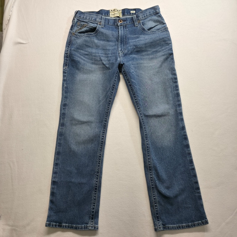 Ariat M5 Men's Straight Fit & Leg Denim Blue Jeans Size 35x32 Actual 35x30.5
